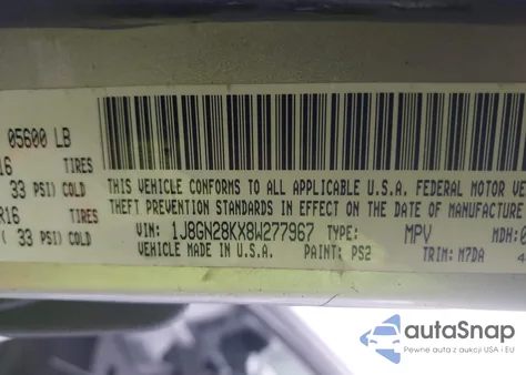 2008 Jeep Liberty Sport из США, поврежденный, VIN 1J8GN28KX8W277967